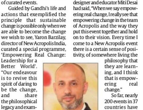 New Acropolis Features in the Indian Express